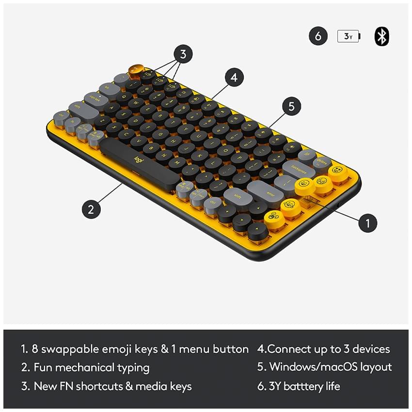 Teclado Mecanico Logitech Pop Keys Yellow