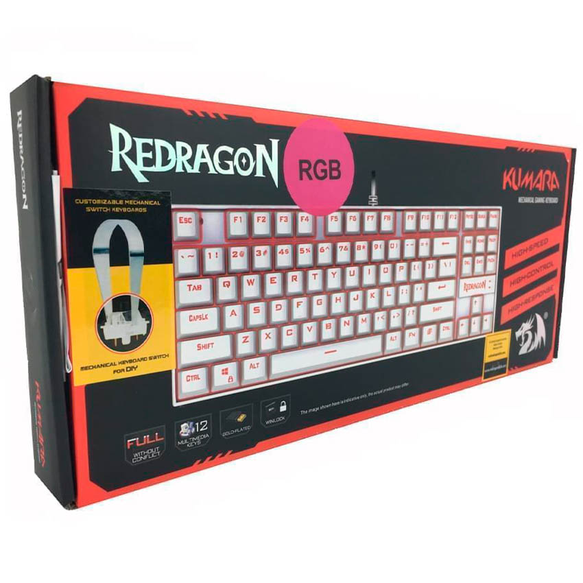 Teclado Redragon K552W-RGB KUMARA WHITE, Switch Rojo, Español